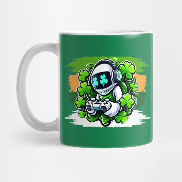 Video Game St Patricks Day Space Astronaut by Figurely creative